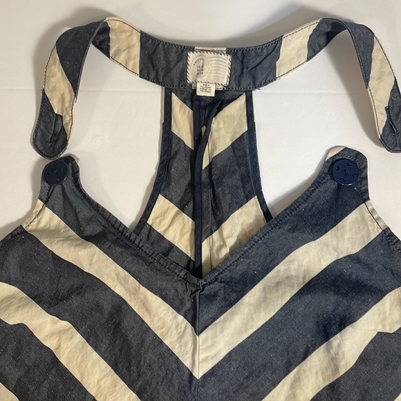 Anthropologie Postmark Chevron Endpoint Dress Halter Jumper Linen Cotton Size 6 - Picture 10 of 15